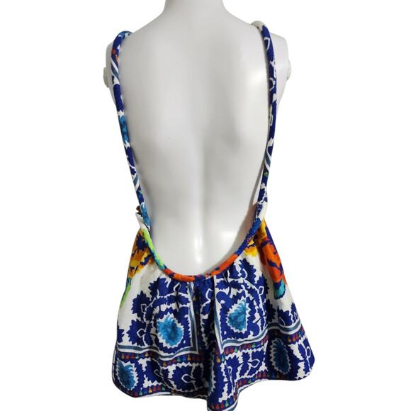 Farm Rio Flower Tapestry Blouse Flower Tapestry Off-White M Spaghetti Strap New - Picture 8 of 8